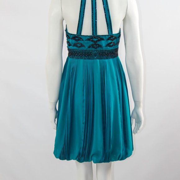 SUE WONG Beaded Embroidered Dress Teal Cocktail Prom Wedding - Picture 4 of 5